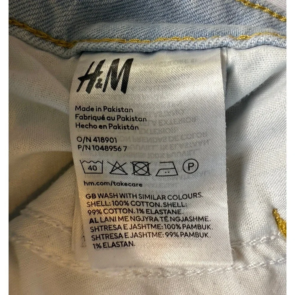H&M Mom Shorts Women's Size 12 Light Wash Denim Ultra High Waist Distressed-740 - Picture 4 of 7